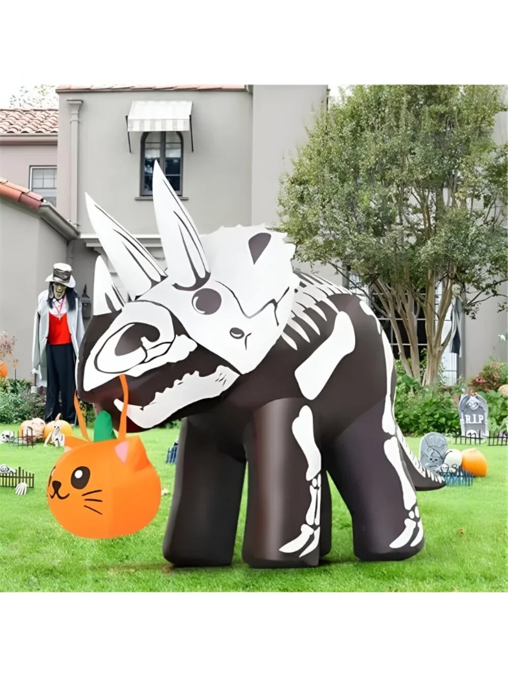 6.5 FT Long Halloween Inflatables Dinosaur Outdoor Decorations Blow Up Yard